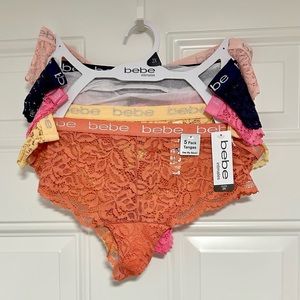 Bebe - 5 Pack Lace Tangas